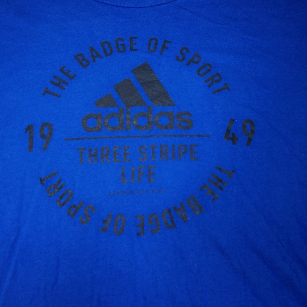 Men's Adidas Logo Blue 3 Stripe shirt Large L